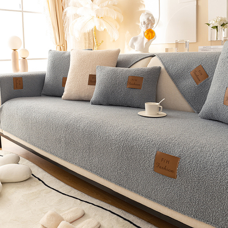 Penutup sofa pepejal teddy fleece